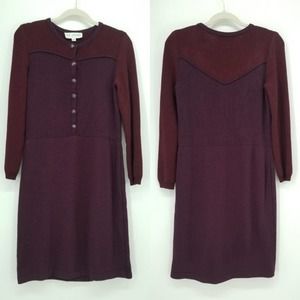 St. John Collection Knit Sweater Dress Color Block Burgundy Plum Women's Size 6